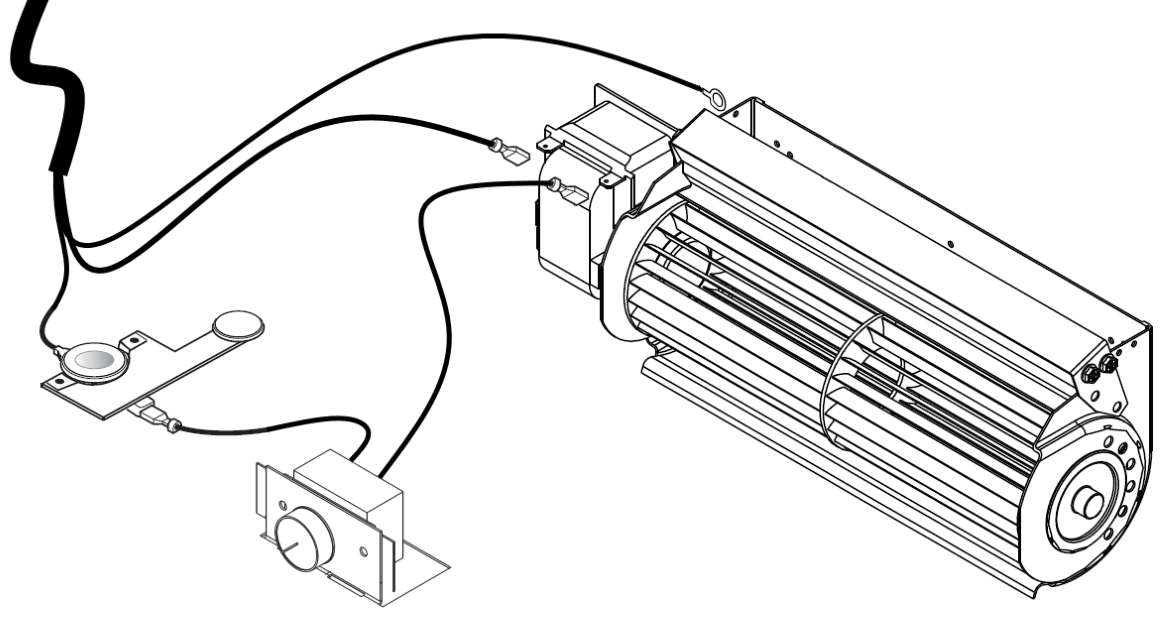 fireplace blower kit with thermostat sensor switch and rheostat variable speed controller